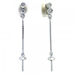 Boucles d'oreilles pour perles de 7.5 à 10 mm - Argent .925 Rhodié