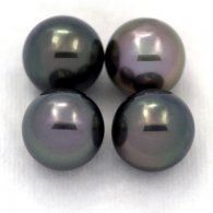 Lot de 4 Perles de Tahiti Semi-Rondes C de 10.3 à 10.4 mm