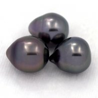 Lot de 3 Perles de Tahiti Semi-Baroques C de 9 à 9.4 mm