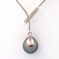 Collier en Argent et 1 Perle de Tahiti Semi-Baroque B 11.7 mm