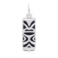 Tiki en Argent et Agate Noire - 17 mm - Chance