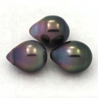 Lot de 3 Perles de Tahiti Semi-Baroques B de 9.3 à 9.5 mm