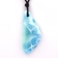 Collier en Coton ciré et 1 Larimar - 52 x 23 x 8 mm - 14.65 gr