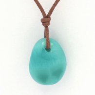 Collier en Coton ciré et 1 Larimar - 19.5 x 15.5 x 9 mm - 4.3 gr