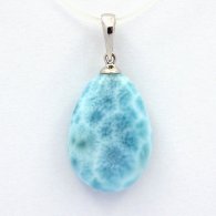 Pendentif en Argent et 1 Larimar - 19 x 13.8 x 5.3 mm - 2.56 gr