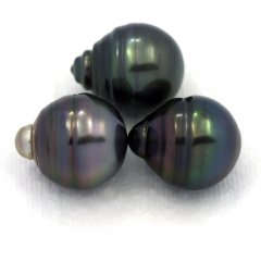 Lot de 3 Perles de Tahiti Cerclées C de 12.5 à 12.7 mm