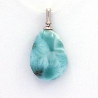 Pendentif en Argent et 1 Larimar - 18 x 14 x 6.5 mm - 2.7 gr