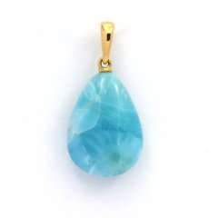 Pendentif en Or 18K et 1 Larimar - 18 x 13 x 6.8 mm - 2.5 gr