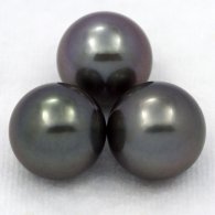 Lot de 3 Perles de Tahiti Rondes C de 11.5 à 11.9 mm