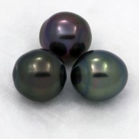 Lot de 3 Perles de Tahiti Semi-Baroques B de 9.7 à 9.8 mm