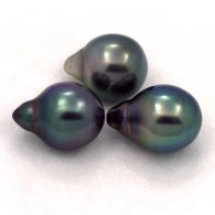 Lot de 3 Perles de Tahiti Semi-Baroques B de 9.9 à 10 mm