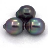 Lot de 3 Perles de Tahiti Semi-Baroques B de 10.5 à 10.7 mm