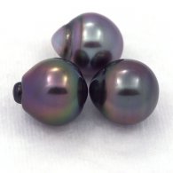 Lot de 3 Perles de Tahiti Semi-Baroques B de 10.5 à 10.8 mm