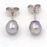 Boucles d'oreilles en Argent et 2 Keishis de Tahiti