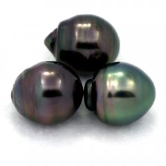 Lot de 3 Perles de Tahiti Cerclées C de 12.6 à 12.7 mm