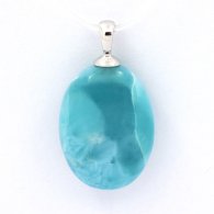 Pendentif en Argent et 1 Larimar - 20 x 14.5 x 7.7 mm - 3.75 gr