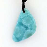 Collier en Coton ciré et 1 Larimar - 40 x 22 x 7.9 mm - 11.03 gr