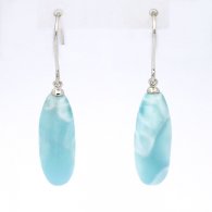 Boucles d'oreilles en Argent et 2 Larimar - 22 x 8.5 x 7.5 mm - 5.03 gr