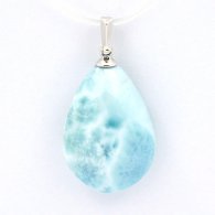 Pendentif en Argent et 1 Larimar - 20 x 14.8 x 7.5 mm - 3.4 gr