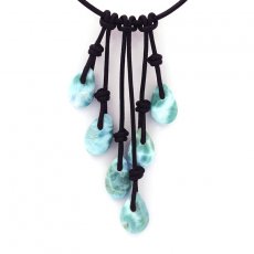 Collier en Cuir et 7 Larimar - 13.6 gr