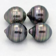 Lot de 4 Perles de Tahiti Cerclées C de 9.5 à 9.8 mm