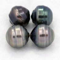 Lot de 4 Perles de Tahiti Cerclées C de 9.5 à 9.8 mm