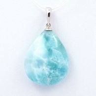 Pendentif en Argent et 1 Larimar - 24 x 19 x 8.4 mm - 5.62 gr