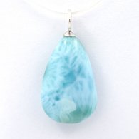 Pendentif en Argent et 1 Larimar - 18 x 11.6 x 6.2 mm - 2 gr