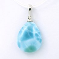 Pendentif en Argent et 1 Larimar - 18 x 14.3 x 5.3 mm - 2.2 gr