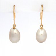 Boucles d'oreilles en Or 18K et 2 Keishis de Tahiti