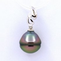 Pendentif en Argent et 1 Perle de Tahiti Cerclée B 11.4 mm