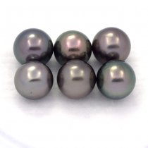 Lot de 6 Perles de Tahiti Rondes C de 9 à 9.3 mm