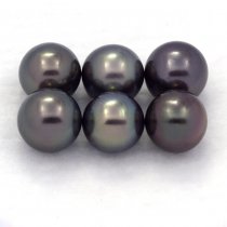 Lot de 6 Perles de Tahiti Rondes C de 9 à 9.2 mm