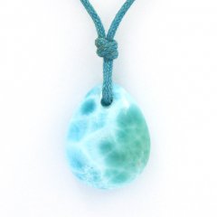 Collier en Coton et 1 Larimar - 17 x 14 x 6.9 mm - 2.7 gr