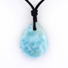 Collier en Coton et 1 Larimar - 20 x 16 x 5.8 mm - 3.1 gr