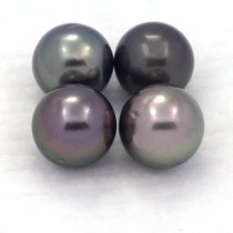 Lot de 4 Perles de Tahiti Rondes D de 9 à 9.4 mm