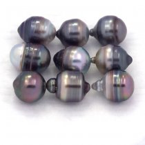 Lot de 9 Perles de Tahiti Cerclées C/D de 8 à 8.4 mm