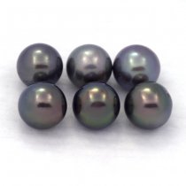 Lot de 6 Perles de Tahiti Rondes C de 8.5 à 8.8 mm