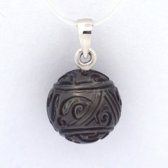 Pendentif en Argent et 1 Perle de Tahiti Gravée 11.7 mm