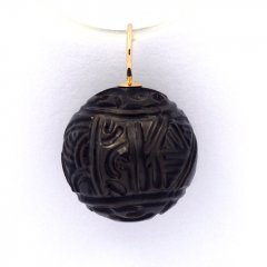 Pendentif en Or 18K et 1 Perle de Tahiti Gravée 11.5 mm