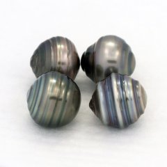 Lot de 4 Perles de Tahiti Cerclées C de 9.5 à 9.6 mm