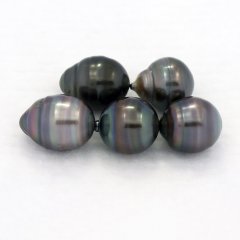 Lot de 5 Perles de Tahiti Cerclées C/D de 9.4 à 9.6 mm