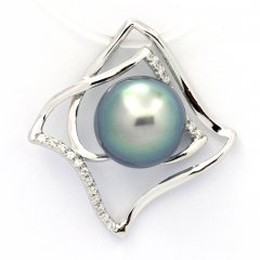 Pendentif en Argent et 1 Perle de Tahiti Semi-Baroque B 9.6 mm