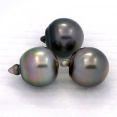 Lot de 3 Perles de Tahiti Semi-Baroques C de 12 à 12.2 mm