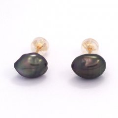 Boucles d'Oreilles en Or 18K et 2 Keishis de Tahiti