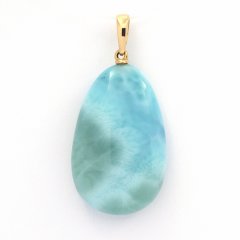 Pendentif en Or 18K et 1 Larimar - 26.7 x 17 x 7.4 mm - 5.75 gr