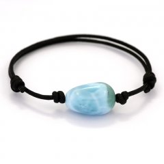 Bracelet en Coton et 1 Larimar - 19 x 12 x 11 mm - 4.1 gr