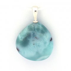 Pendentif en Argent et 1 Larimar - 15 x 15 x 5.4 mm - 2 gr