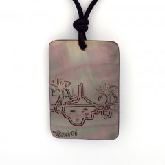 Pendentif en nacre de Tahiti et Collier en coton