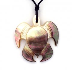 Pendentif en nacre de Tahiti et Collier en coton